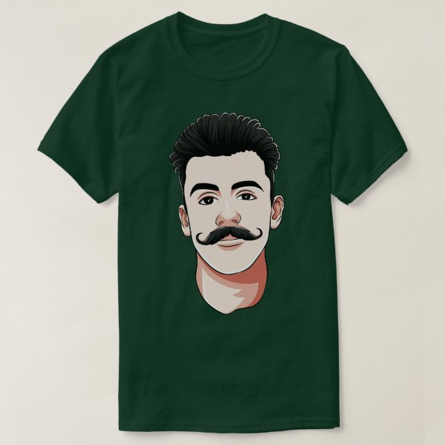 Handlebar Mustache Man Hipster Facial Hair T-Shirt (Design Front)