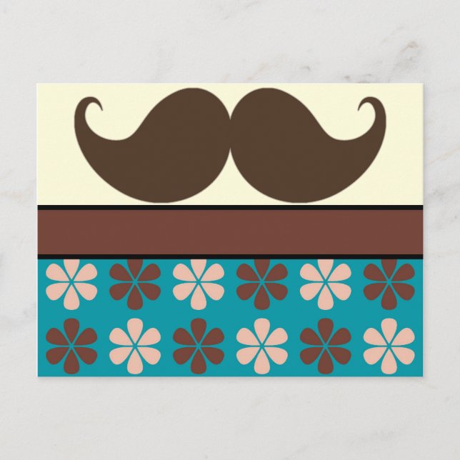 Handlebar Mustache on Retro Background Postcard (Front)