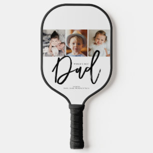 Handletter World’s Best Dad Custom Photo Collage  Carbon Fiber Pickleball Paddle