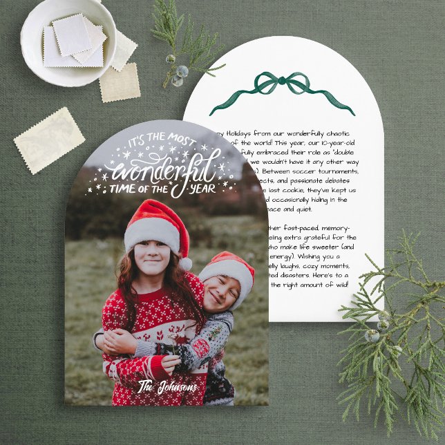 Handlettered Arch-Shaped Custom Photo Holiday Card (Creator Uploaded)