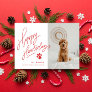 Handlettered Red Happy Howlidays Paw Dog Photo Holiday Card