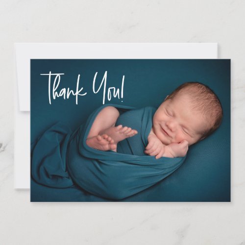 Handlettering Baby Boy Photo baby shower thank you Announcement