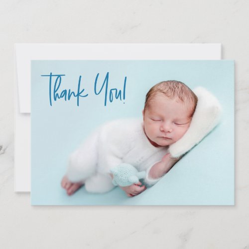 Handlettering Baby Photo baby shower blue script Announcement