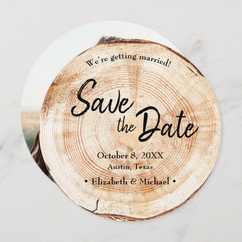 Handlettering Custom Photo Wood Grain Wedding Invitation