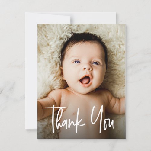 Handlettering Modern Baby Shower Custom Photo  Thank You Card