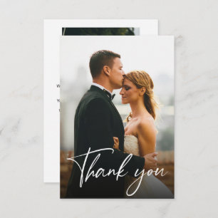 Handlettering Modern Custom 2 Wedding Photos  Thank You Card