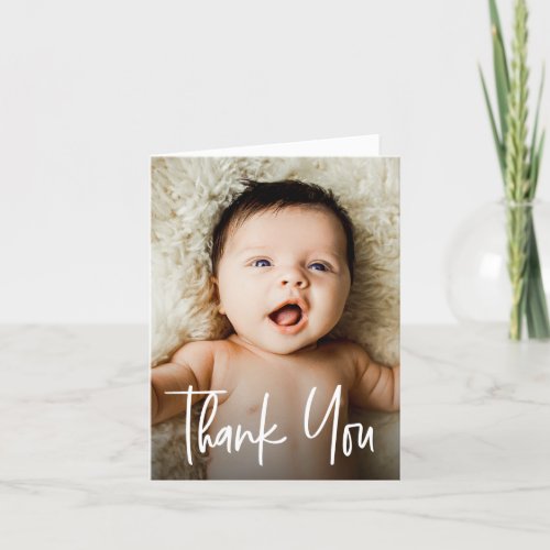 Handlettering Modern Custom Photo Baby Shower Thank You Card