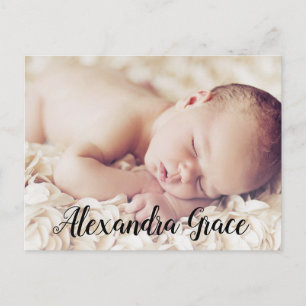 Handlettering Modern Script baby Name Photo Announcement Postcard
