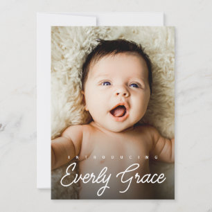Handlettering Name Custom Baby Girl photo birth Thank You Card