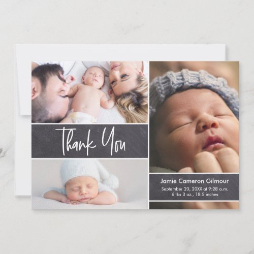 Handlettering Photo Collage Baby Shower  Thank You Card