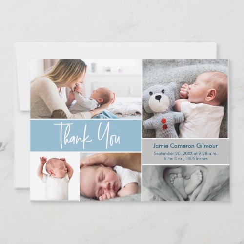 Handlettering Photos Baby Shower Blue Thank you Announcement