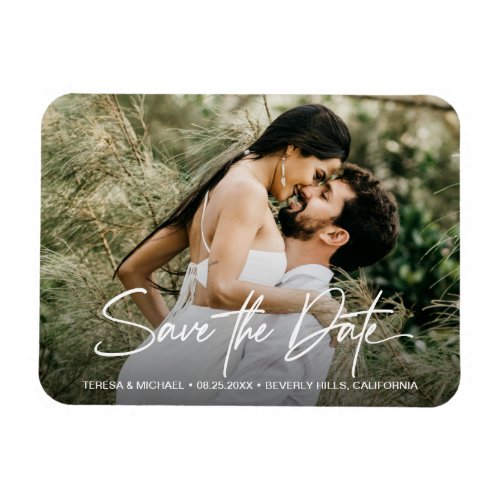 Handlettering Save the Date Engagement Photo Magnet