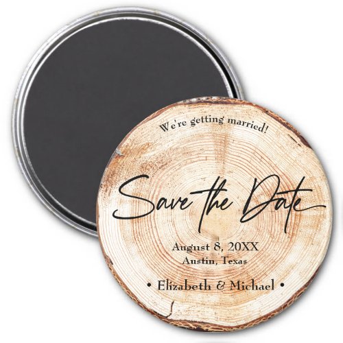 Handlettering  Save the Date Wood Rustic wedding Magnet