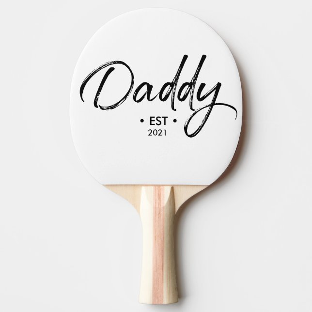 Handlettering Script Daddy Established year  Ping Pong Paddle (Front)