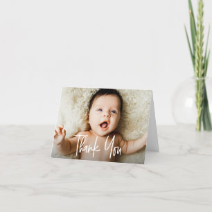 Handlettering script horizontal Photos Baby Thank You Card