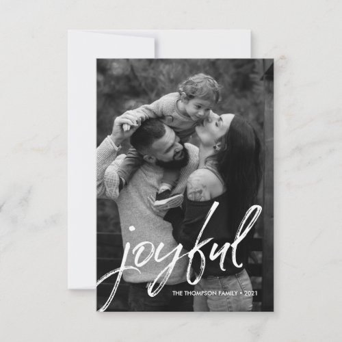 Handlettering Script Joyful Family Photo Custom Card