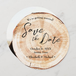 Handlettering Script Rustic Wood Print Wedding Invitation