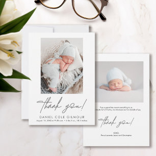 Handlettering Script Thank you Baby Photo Birth Announcement