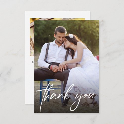 Handlettering Script Wedding Photos Modern Thank You Card