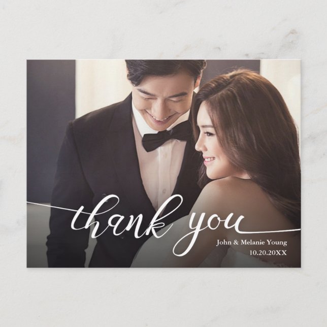 HANDLETTERING SCRIPT WEDDING THANK YOU POSTCARD (Front)