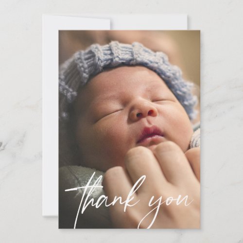 Handlettering Thank You Baby Photo Announcement