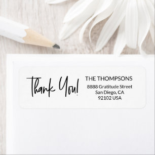 Handlettering Thank you Family Return address Label