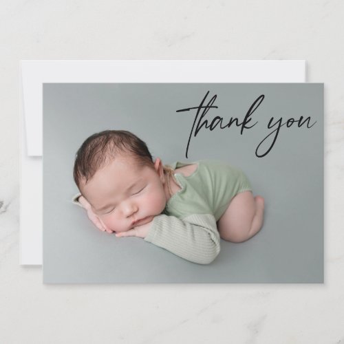 Handlettering Thank You Script Custom Baby Photo  Announcement