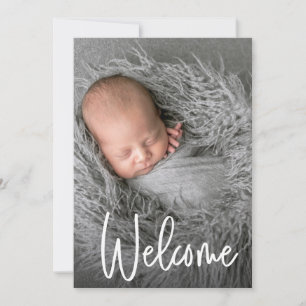 Handlettering Welcome Photo Trendy Script Baby Thank You Card