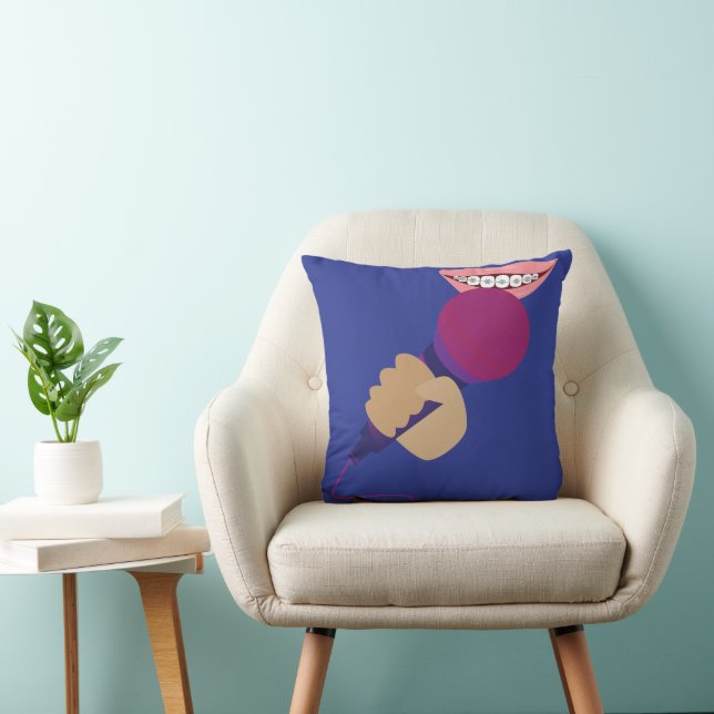 Handling Microphone Throw Pillow (Chair)