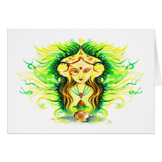 Handmade Abstract Painting of Lakshmi Durga Cards (Front Horizontal)