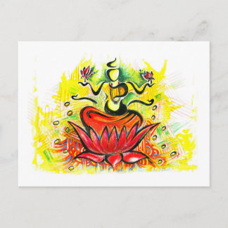 Handmade Abstract Painting of Lakshmi Maa Postcard
