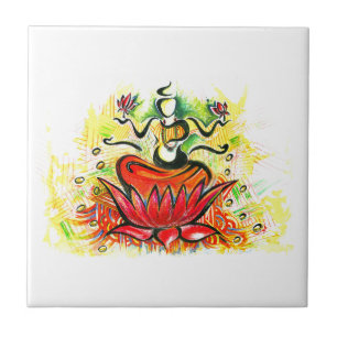 Handmade Abstract Painting of Lakshmi Maa Tile