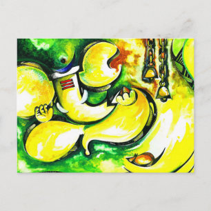 Handmade Abstract Painting of Lord Ganesha Postcard