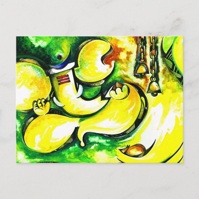Handmade Abstract Painting of Lord Ganesha Postcard (Front)