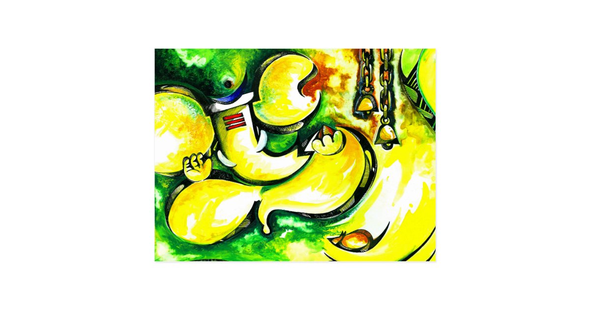 Handmade Abstract Painting Of Lord Ganesha Postcard Zazzle Com