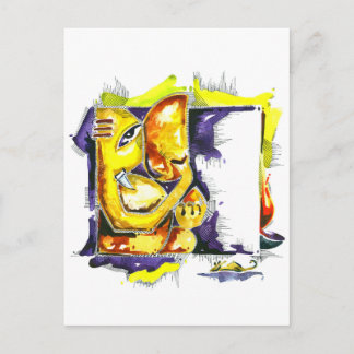 Handmade Abstract Painting of Lord Ganesha Postcard