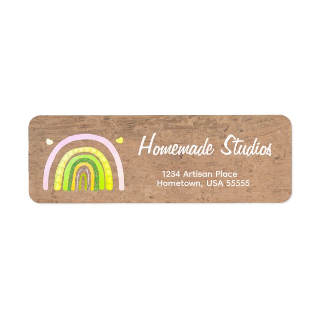 Handmade Artisan Rainbow Woodgrain  Label (Front)