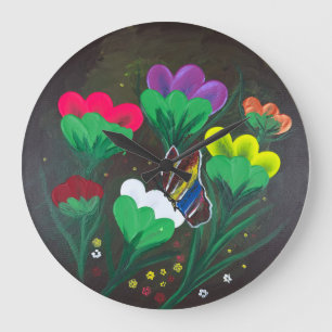 Handmade artwork - Butterfly Bolssom Large Clock