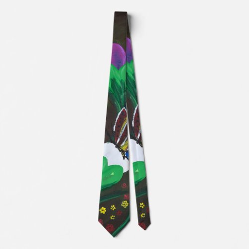 Handmade artwork - Butterfly Bolssom Neck Tie