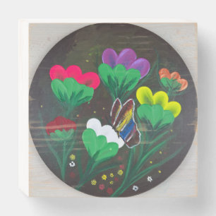 Handmade artwork - Butterfly Bolssom Wooden Box Sign