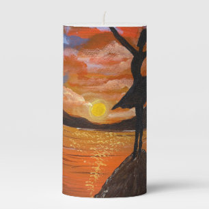 Handmade artwork / Dancing with sunso Pillar Candle