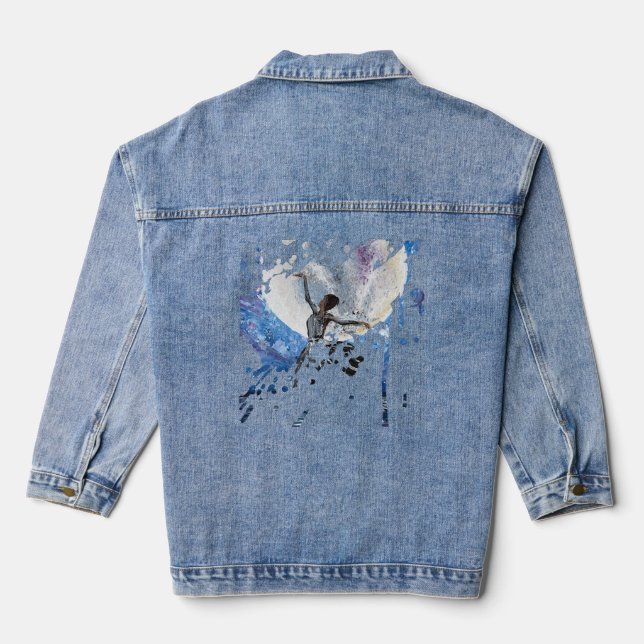 Handmade artwork- dancing with the moon  denim jacket (Back)