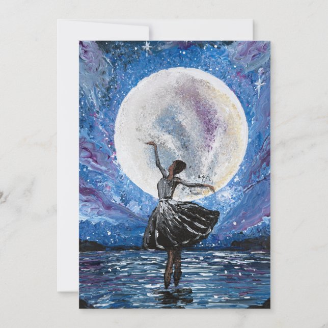 Handmade artwork- dancing with the moon  invitation (Front)