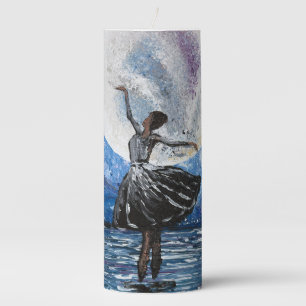 Handmade artwork- dancing with the moon pillar candle