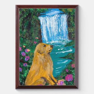Handmade Artwork – Dog by the Waterfall Award Plaque
