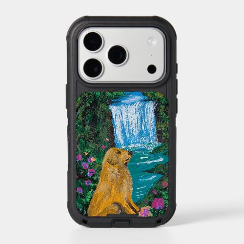 Handmade Artwork – Dog by the Waterfall iPhone 17 Pro Case