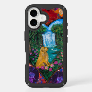 Handmade Artwork – Dog by the Waterfall iPhone 16 Case