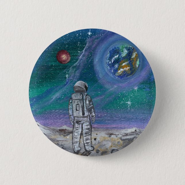 Handmade artwork- Earth view  Button (Front)