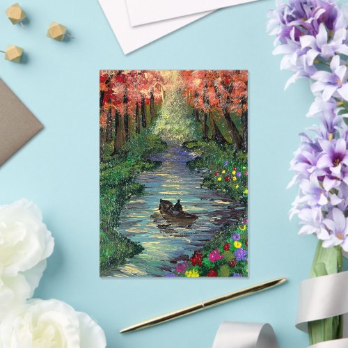 Handmade artwork - Orang trees  Acrylic Invitations