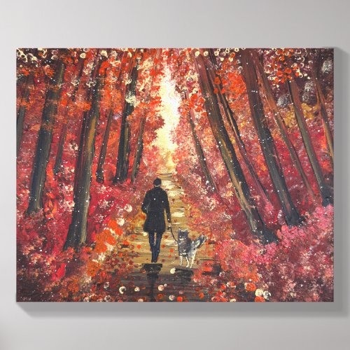 Handmade artwork- Orange forest  Canvas Photo Tile